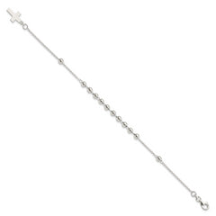 Sterling Silver Beaded Cross Bracelet