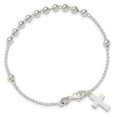 Sterling Silver Beaded Cross Bracelet