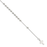 Sterling Silver Beaded Cross Bracelet