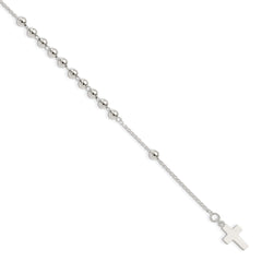 Sterling Silver Beaded Cross Bracelet