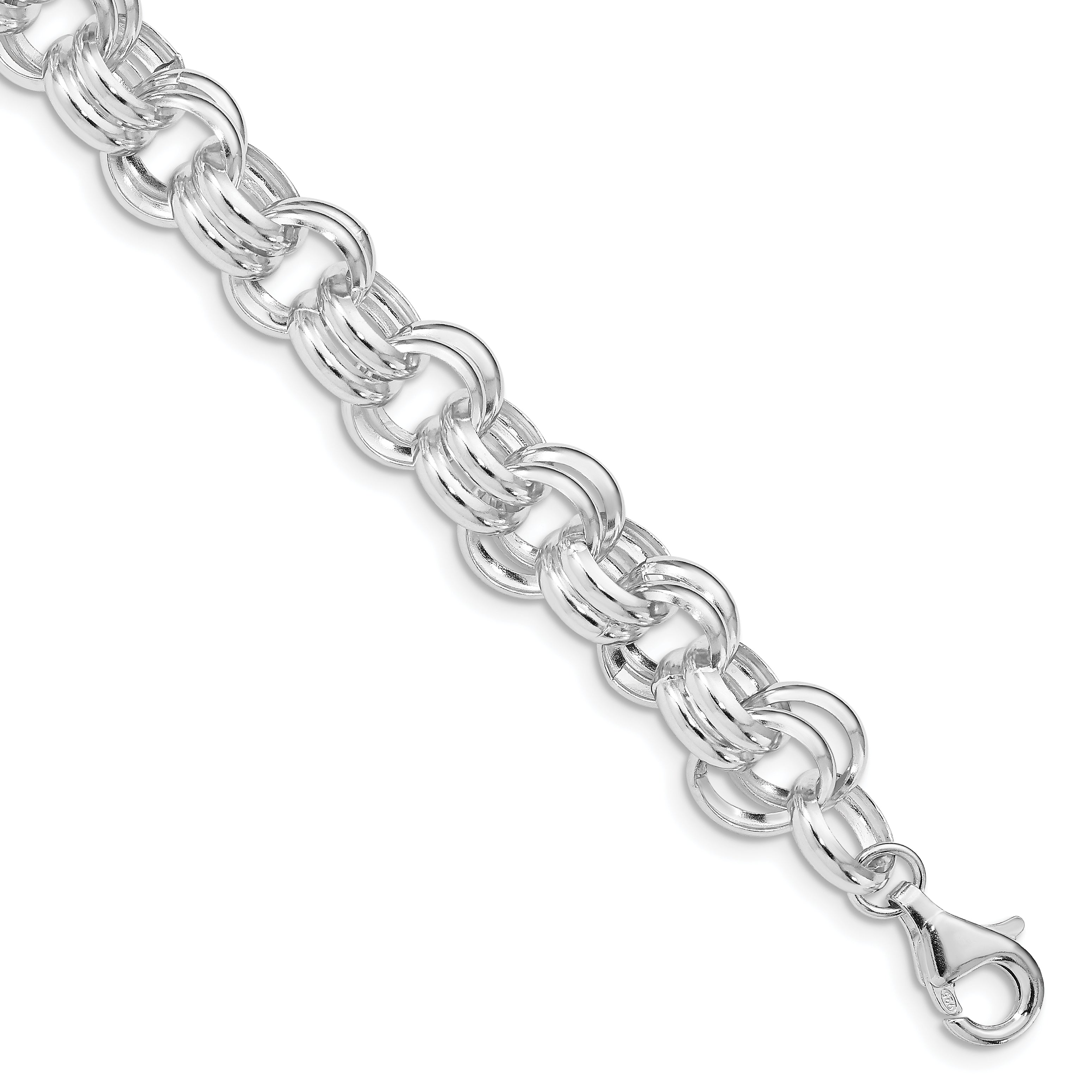 Sterling Silver Polished Double Links Bracelet
