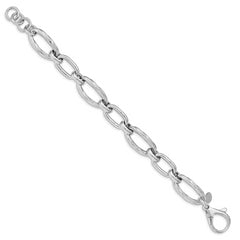 Sterling Silver Rhodium Plated Polished Link Bracelet