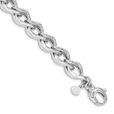 Sterling Silver Rhodium Plated Polished Link Bracelet