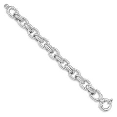 Sterling Silver Rhodium Plated Polished Link Bracelet