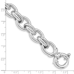 Sterling Silver Rhodium Plated Polished Link Bracelet