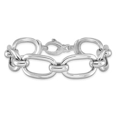 Sterling Silver Rhodium Plated Polished Wide Link Bracelet