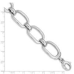 Sterling Silver Rhodium Plated Polished Wide Link Bracelet