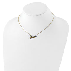 Prizma Sterling Silver Gold-tone 14K Flash Gold-plated 16 inch Colorful CZ LOVE Necklace with 2 inch Extender