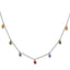 Prizma Sterling Silver Rhodium Plated 16 inch Dangling Colorful CZ Necklace with 2 inch Extender