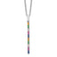Prizma Sterling Silver Rhodium-plated 16 inch Colorful CZ Vertical Bar Necklace with 2 inch Extender