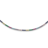 Prizma Sterling Silver Rhodium-plated 12 inch Colorful CZ Choker with 3 inch Extender