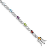 Sterling Silver Rhod-plat Ameth, Bl Top Citri, Perid, Garnet Bracelet