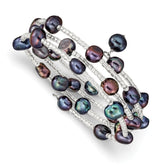7-8mm Black Baroque Freshwater Cultured Pearl and Glass Beaded Wrap Bracelet