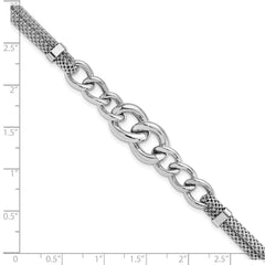 Sterling Silver Rhodium-plated Fancy Chain With 1in Ext. 2-strand Bracelet