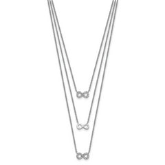 Sterling Silver Rhod-plated 3-Strand CZ Infinity With 2in ext. Necklace