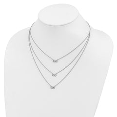 Sterling Silver Rhod-plated 3-Strand CZ Infinity With 2in ext. Necklace