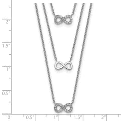 Sterling Silver Rhod-plated 3-Strand CZ Infinity With 2in ext. Necklace