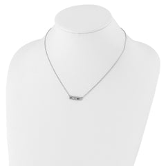 Sterling Silver Rhodium-plated CZ Bar With 2in ext. Necklace
