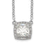 Sterling Silver Rhodium-plated Square CZ Halo With 1in ext Necklace