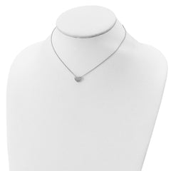 Sterling Silver Rhodium Plated CZ Heart With 1.5in ext Necklace