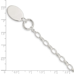 Sterling Silver Rhodium-plated Fancy Oval Disc Bracelet