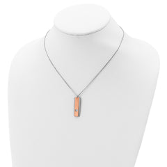 Sterling Silver RH-plated Dogtag With Rose-tone Heart With 1.25in ext Necklace