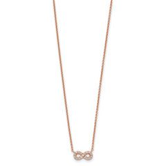Sterling Silver Rose-tone CZ Infinity Necklace