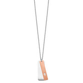 Sterling Silver RH-plated Dogtag With Rose-tone Cross With 1.25in ext Necklace