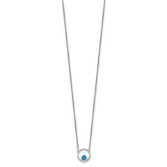 Sterling Silver Rhodium-plated Created Opal Circle With 2in ext. Necklace