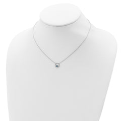 Sterling Silver Rhodium-plated Created Opal Circle With 2in ext. Necklace