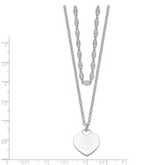 Sterling Silver RH-plated 2-Strand Heart With 4in ext Choker Necklace