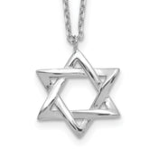 Sterling Silver Rhodium-plated Star of David 16.5in plus 2in ext. Necklace