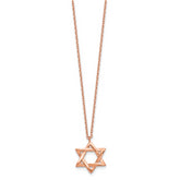 Sterling Silver Rose-tone Star of David 16.5 inch Necklace with 1 inch extension