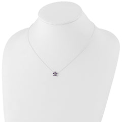 Sterling Silver Purple CZ Flower Necklace