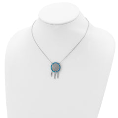 Sterling Silver Rhod-pltd Created Opal Dreamcatcher With 2in ext Necklace