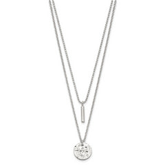 Sterling Silver 2-Strand Hammered Circle and Bar Necklace