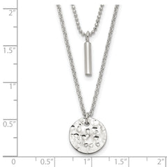 Sterling Silver 2-Strand Hammered Circle and Bar Necklace