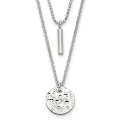 Sterling Silver 2-Strand Hammered Circle and Bar Necklace