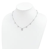 Sterling Silver RH-plated CZ Miraculous Medal With 1.5in ext. Necklace