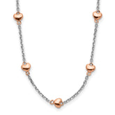 Sterling Silver RH-plated Rose gold-pltd 7-Heart 1.5in ext. Necklace