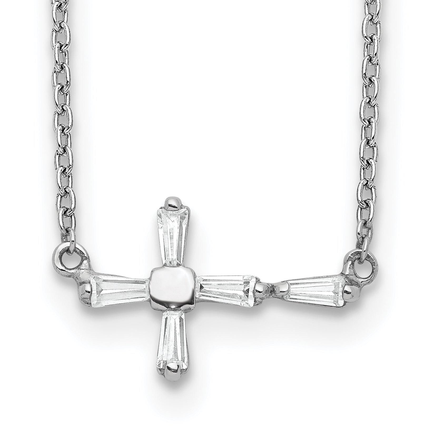 Sterling Silver CZ Cross Necklace