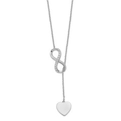 Sterling Silver RH-plated CZ Infinity/Heart With 2in ext. Y-Necklace