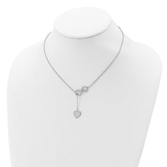 Sterling Silver RH-plated CZ Infinity/Heart With 2in ext. Y-Necklace