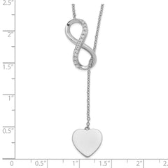 Sterling Silver RH-plated CZ Infinity/Heart With 2in ext. Y-Necklace