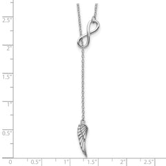 Sterling Silver RH-plated Open Infinity/Wing With 2in ext Necklace