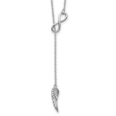 Sterling Silver RH-plated Open Infinity/Wing With 2in ext Necklace