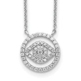 Sterling Silver Rhodium Plated CZ Evil Eye Necklace With 2in ext.