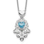 Clear Cubic Zirconia Filigree Hamsa Necklace in Sterling Silver, 17.5 Inch - Sophia Jewelers