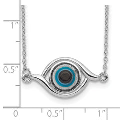 Sterling Silver Rhodium-plated Glass With 2in Ext Eye Necklace