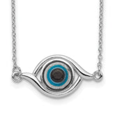 Sterling Silver Rhodium-plated Glass With 2in Ext Eye Necklace